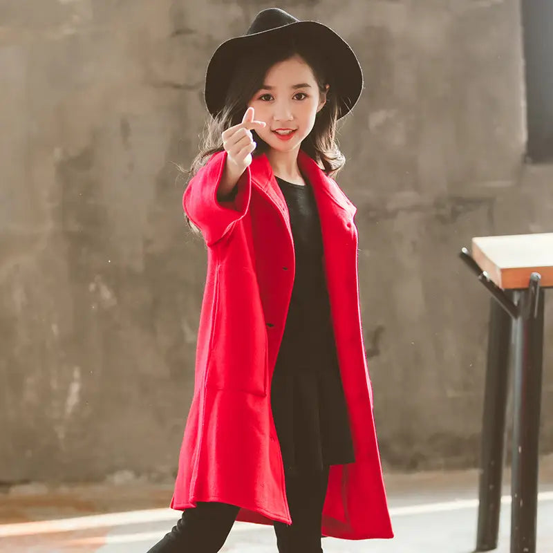 Korean Winter Mid-Length Children’s Woolen Coat - # BAAA61110016 & GIAA21210038