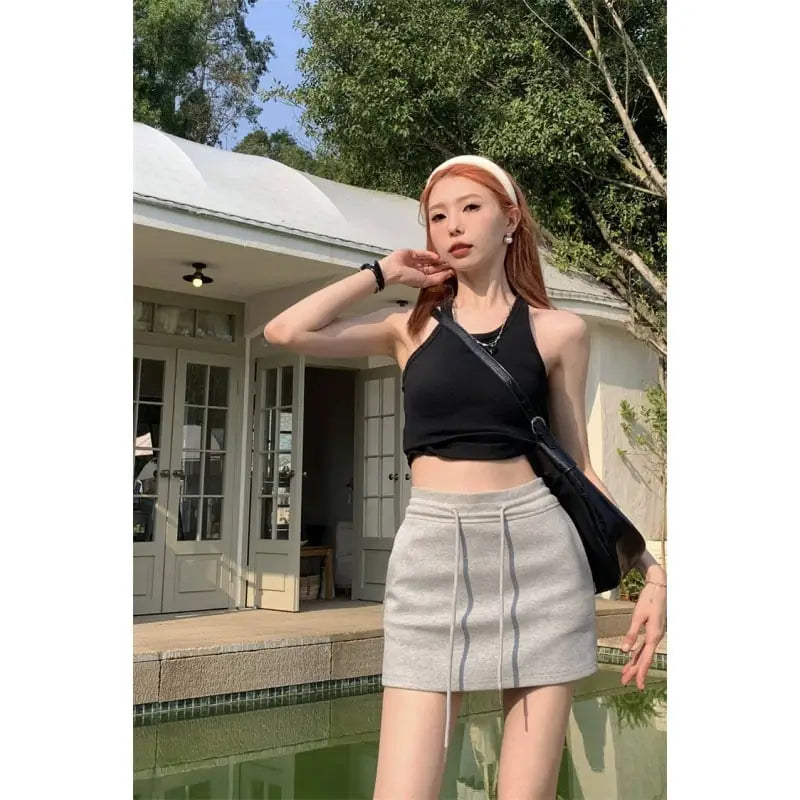 Korean Spicy Girl Drawstring Skirt for Girl and Women - # GIAA23710004