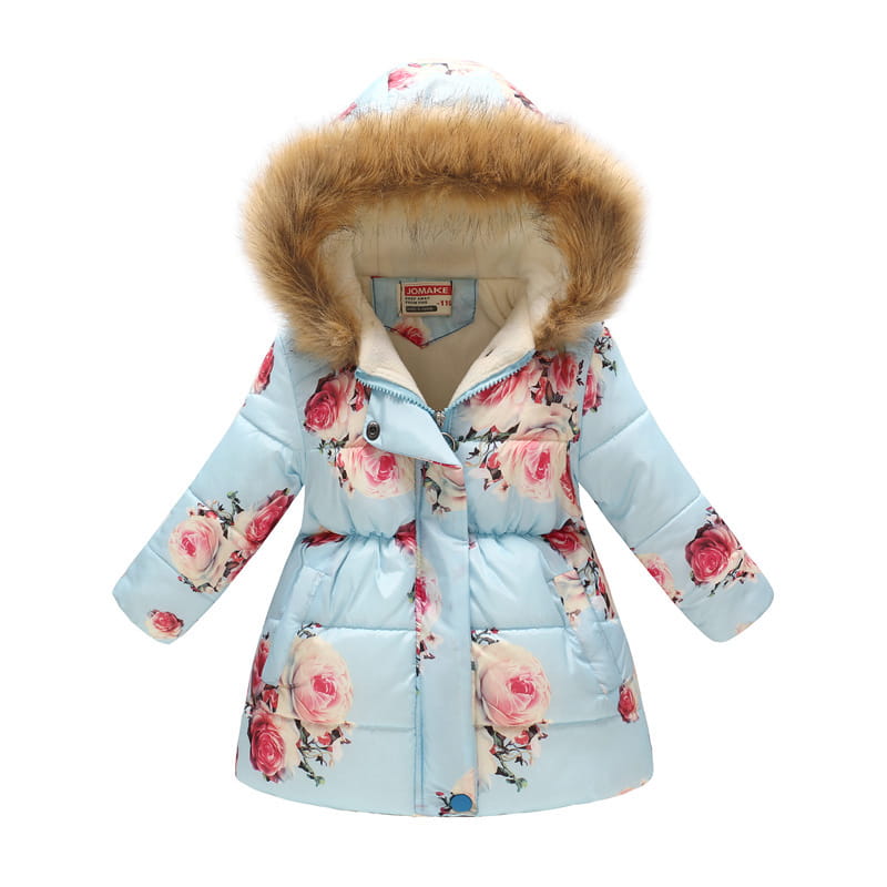 Children’s Hooded Cotton Jacket with Long Fur Collar