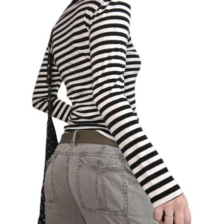 Dourbesty | Girls & Women Cute Grunge Striped Long Sleeve Tee | One Piece - # GIAA23510043