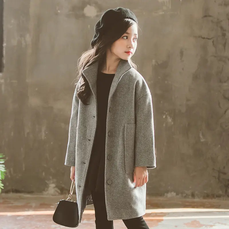 Korean Winter Mid-Length Children’s Woolen Coat - # BAAA61110016 & GIAA21210038