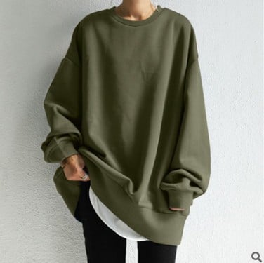 Mid-Length Loose Solid Color Blouse for Women - # WOAA21510025-PRG