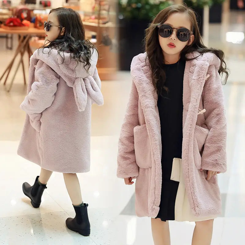 Thick Faux Fur Coat for Big Kids