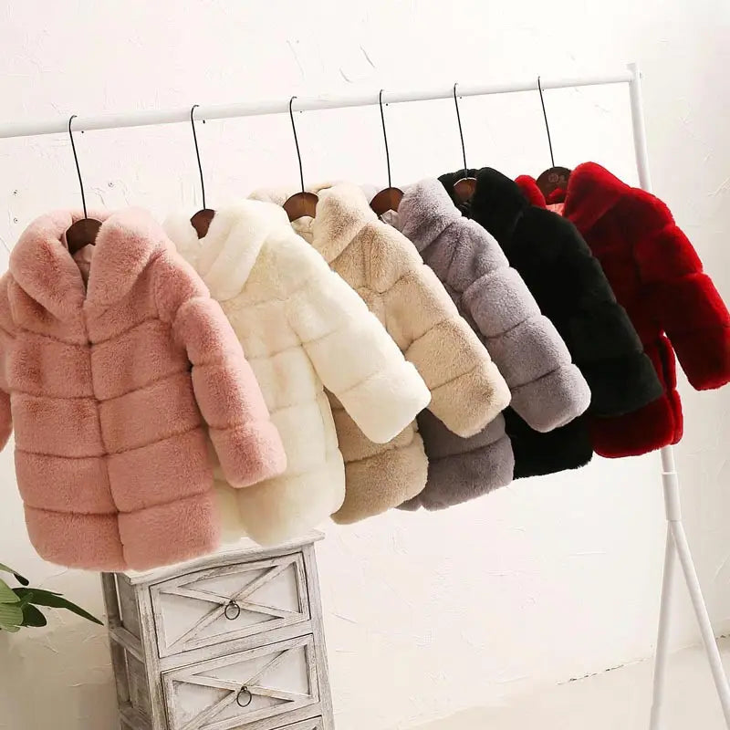 Girls’ Padded Otter Rabbit Fur Imitation Coat