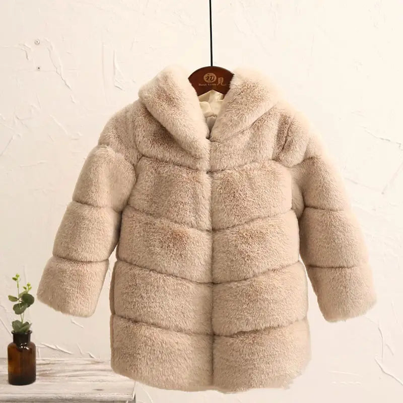 Girls’ Padded Otter Rabbit Fur Imitation Coat