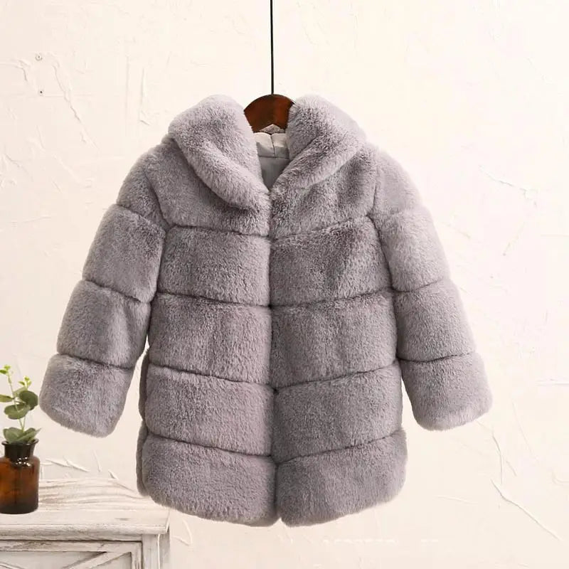 Girls’ Padded Otter Rabbit Fur Imitation Coat