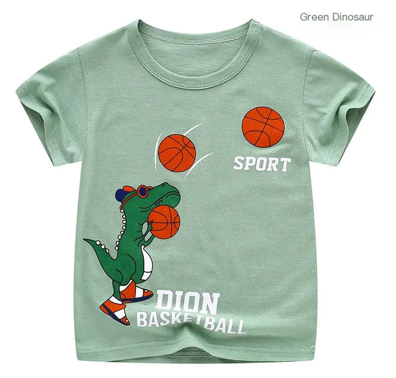 Summer Cartoon Cotton Short Sleeve T-Shirt for Kids