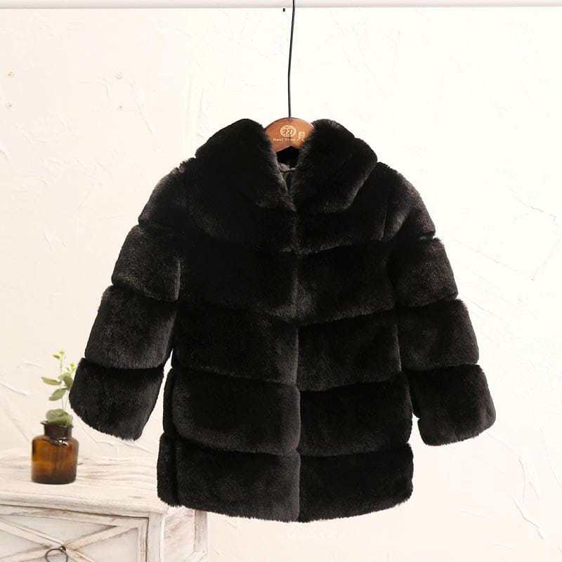 Girls’ Padded Otter Rabbit Fur Imitation Coat
