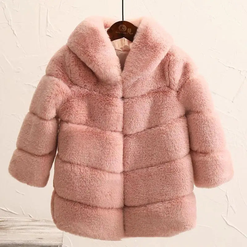 Girls’ Padded Otter Rabbit Fur Imitation Coat