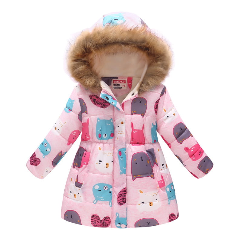 Children’s Hooded Cotton Jacket with Long Fur Collar