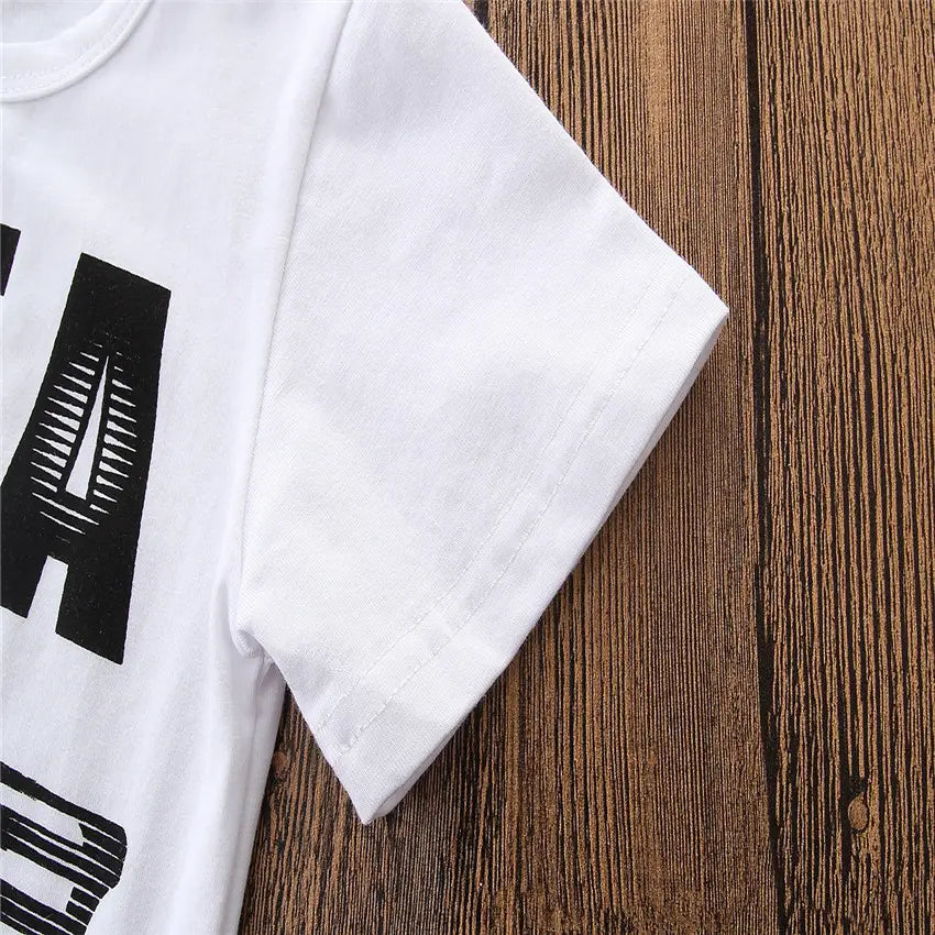Boys’ Short Sleeve Letter T-Shirt & Denim Shorts Set