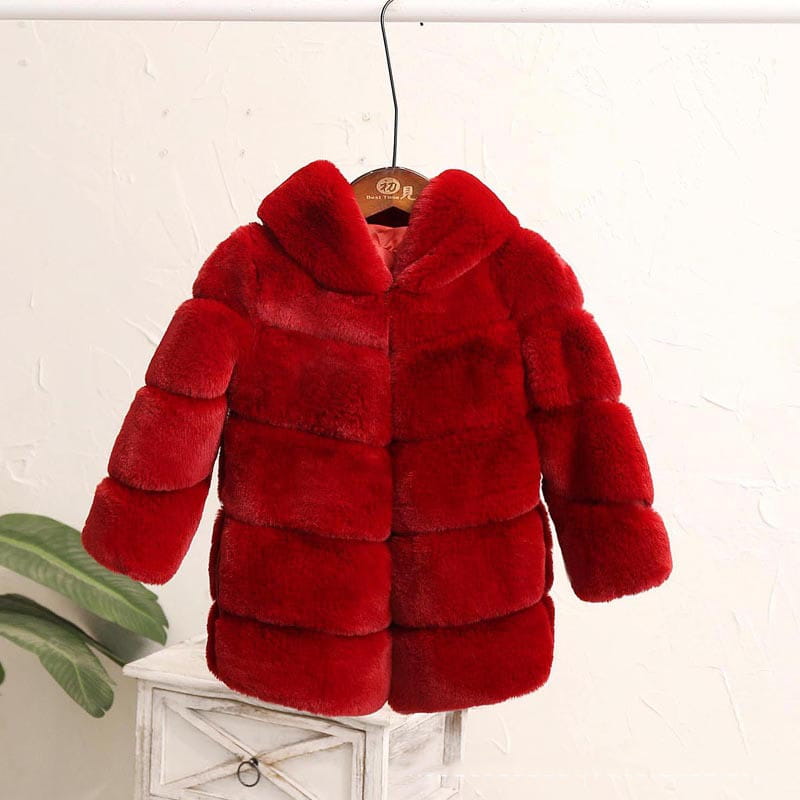 Girls’ Padded Otter Rabbit Fur Imitation Coat