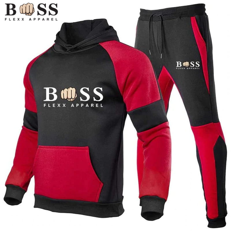 Cross-Border Men's Fleece Hooded Tracksuit Image 2