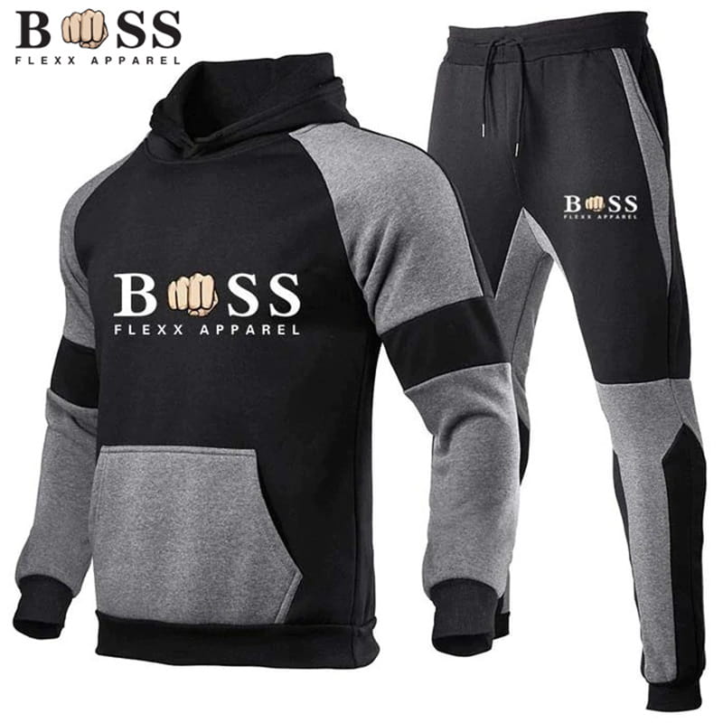 Cross-Border Men's Fleece Hooded Tracksuit Image 6
