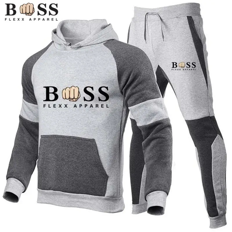 Cross-Border Men's Fleece Hooded Tracksuit Image 4