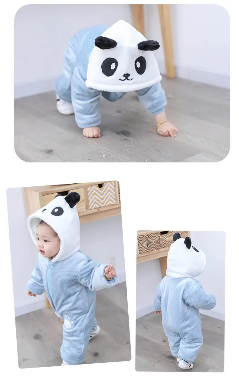 Winter Panda Baby Hoodie Romper Winter Panda Baby Hoodie Jumpsuit | For Newborns - M# BAAA21110063