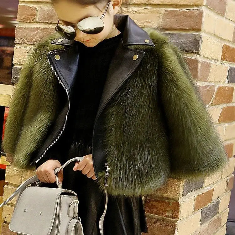 Children's Faux Fox Skin Coat - Back View