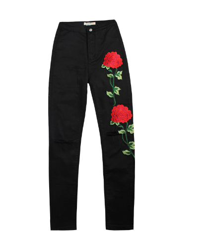 Embroidered Ripped Jeans Image 2