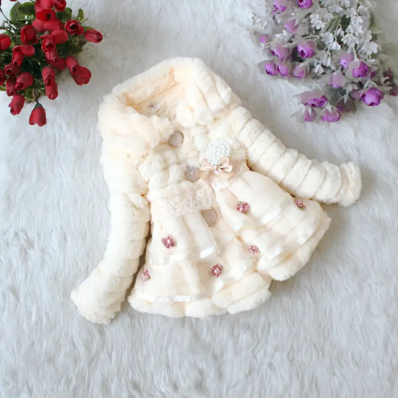Simple And Thick Winter Girl’s Fur Coat - # GIAA21210051