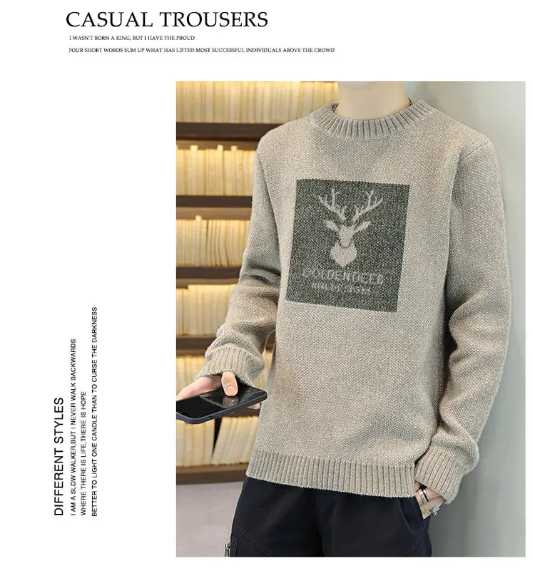 Men’s Thickened Sweater for Autumn and Winter Youth