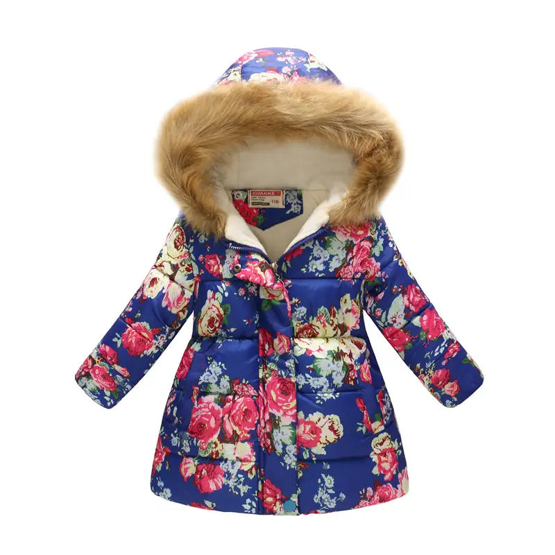 Children’s Hooded Cotton Jacket with Long Fur Collar