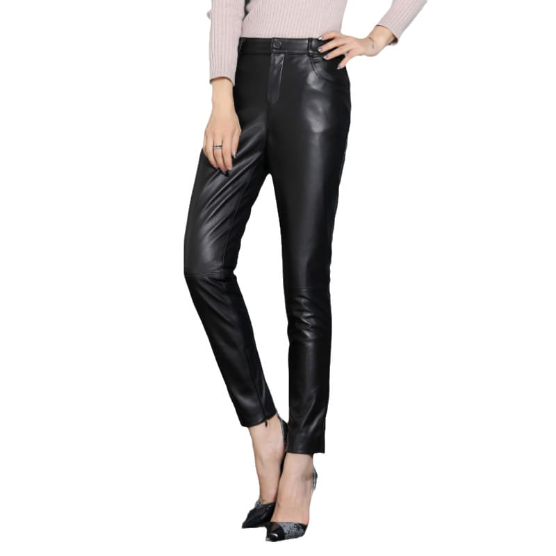 Women’s Genuine Leather New Slim Sheepskin Pencil Pants - # GIAA21410024