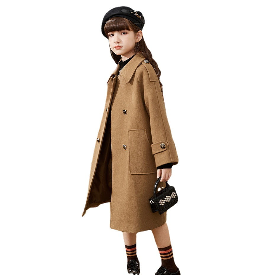 Girls’ Mid-Length Woolen Coat | For Autumn & Winter - # GIAA21210037 & GIAA22210013