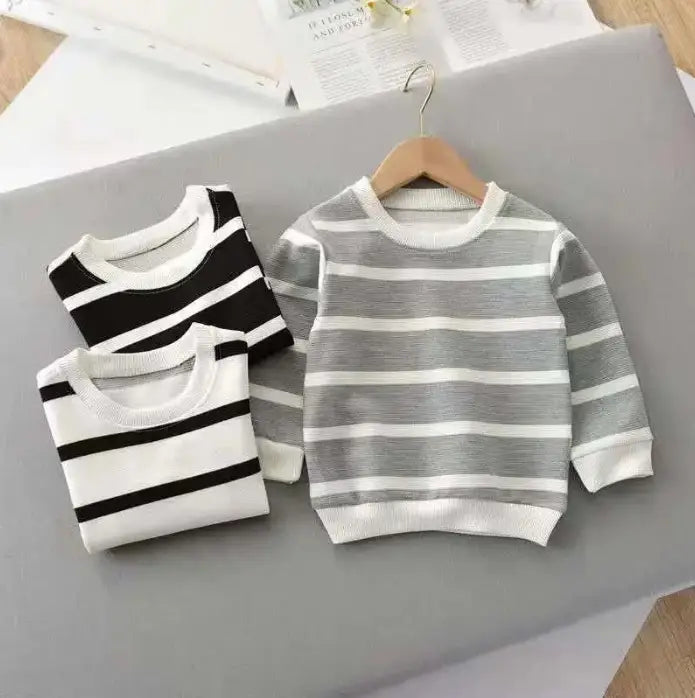 Striped Long-Sleeved Pullover T-Shirt for Kids