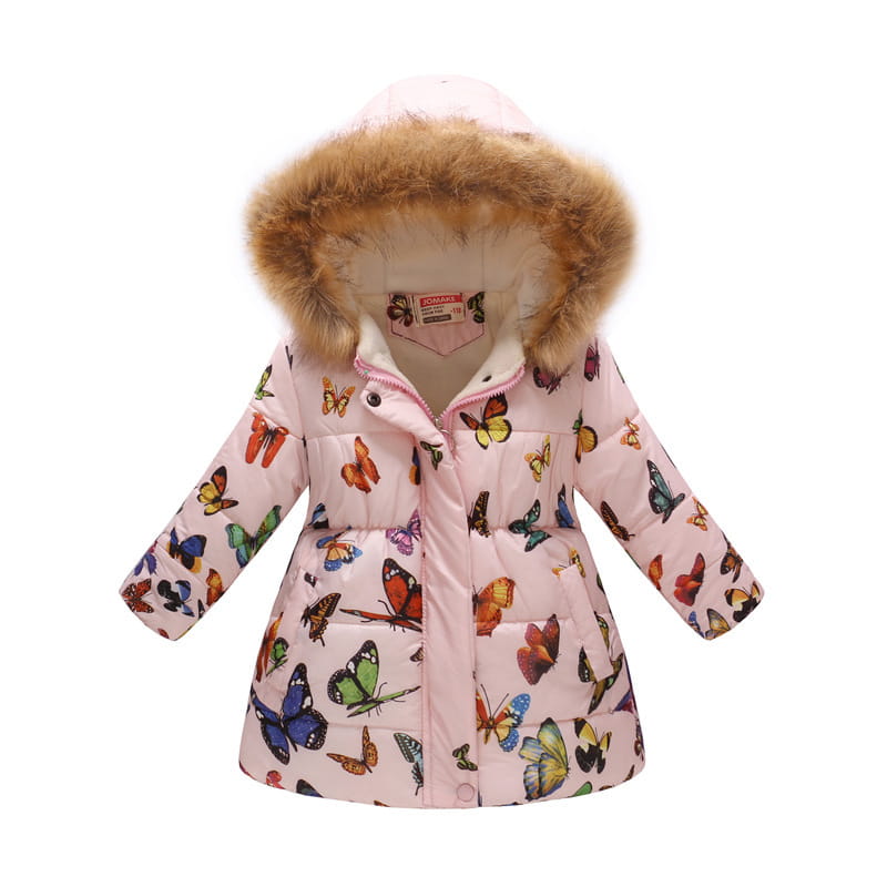 Children’s Hooded Cotton Jacket with Long Fur Collar
