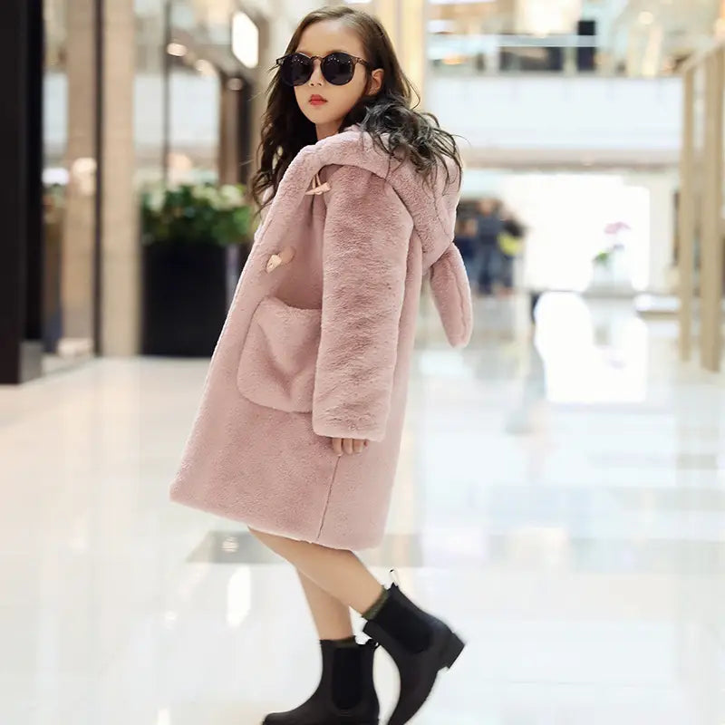 Thick Faux Fur Coat for Big Kids