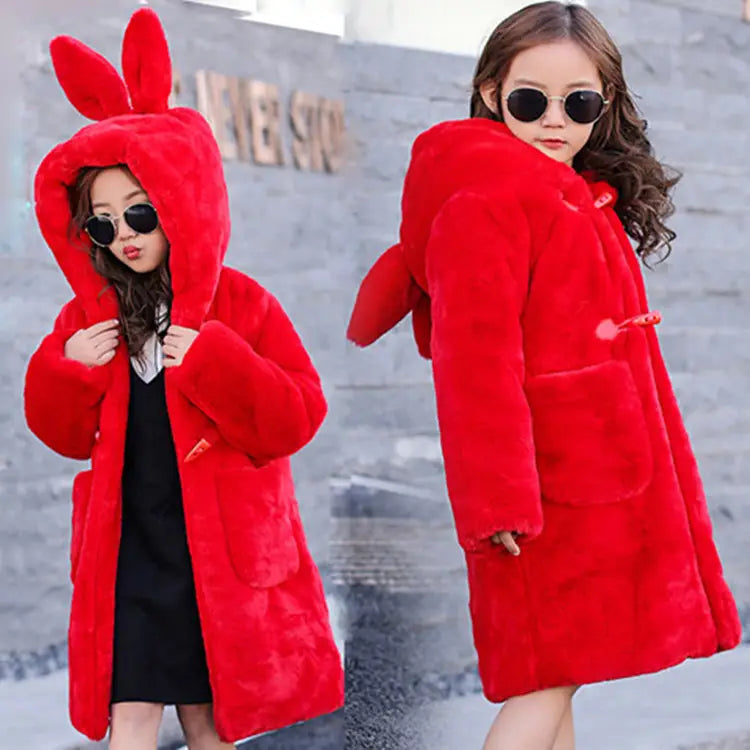 Thick Faux Fur Coat for Big Kids