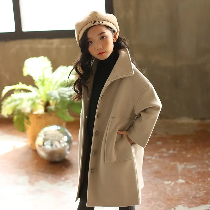 Korean Winter Mid-Length Children’s Woolen Coat - # BAAA61110016 & GIAA21210038