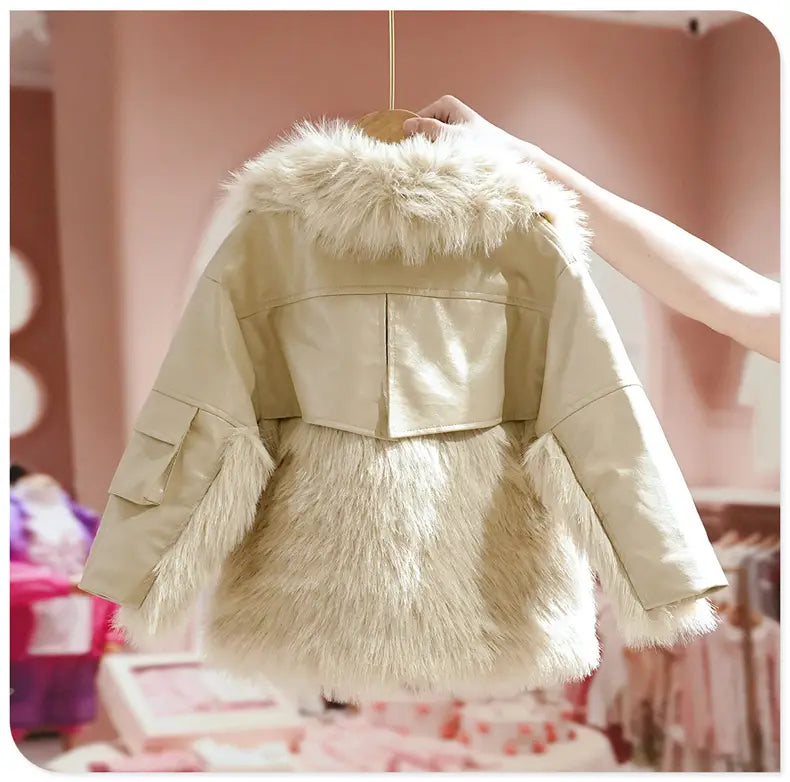 Fashion Girls’ Fur One-piece Thickened Coat- # GIAA21210050