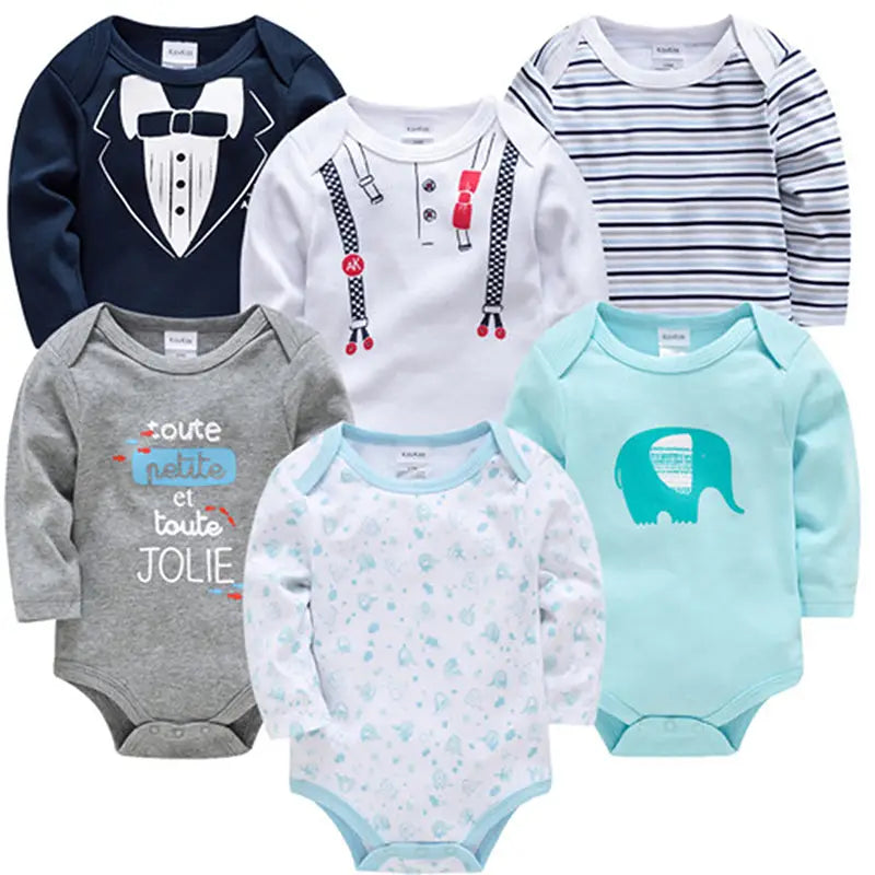 6-Piece Long Sleeve Baby Onesie Set | For Newborns - # BAAA21110068
