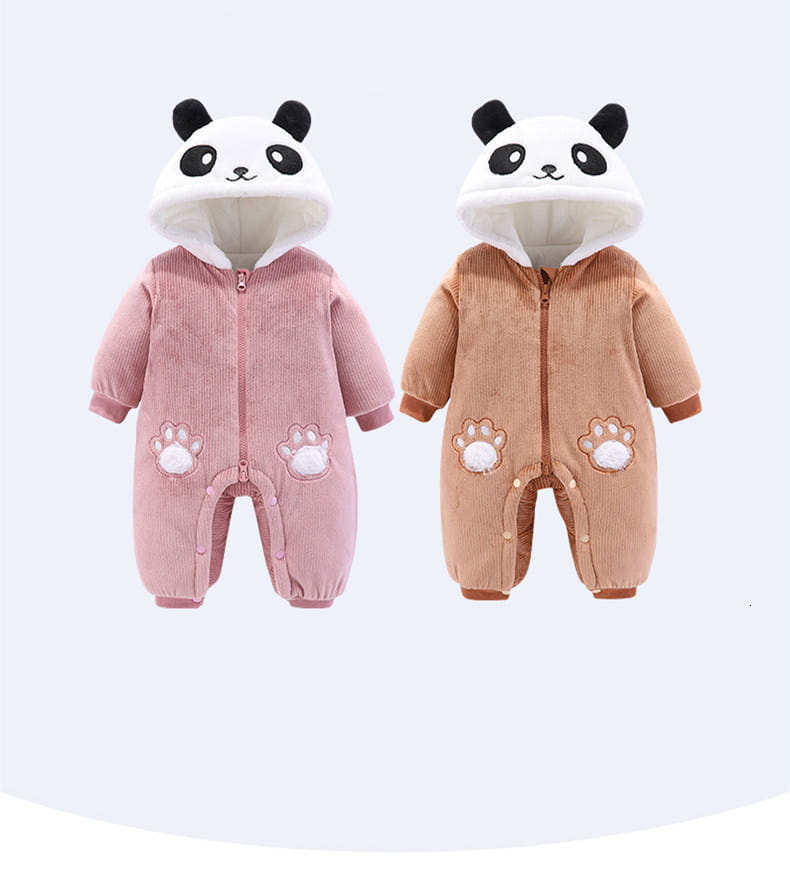 Winter Panda Baby Hoodie Romper Winter Panda Baby Hoodie Jumpsuit | For Newborns - M# BAAA21110063 - Baby & Toddler clothing