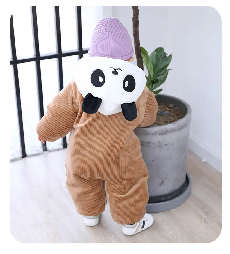 Winter Panda Baby Hoodie Romper Winter Panda Baby Hoodie Jumpsuit | For Newborns - M# BAAA21110063 - Baby & Toddler clothing